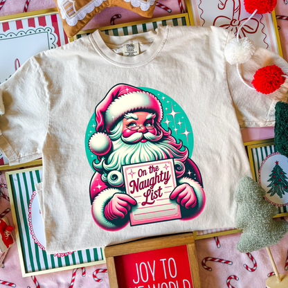 Naughty List - Neon Santa Funny Christmas Shirt