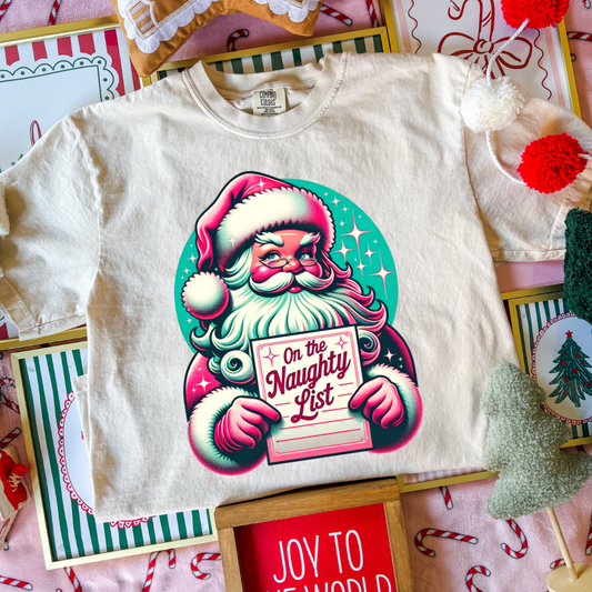 Naughty List - Neon Santa Funny Christmas Shirt