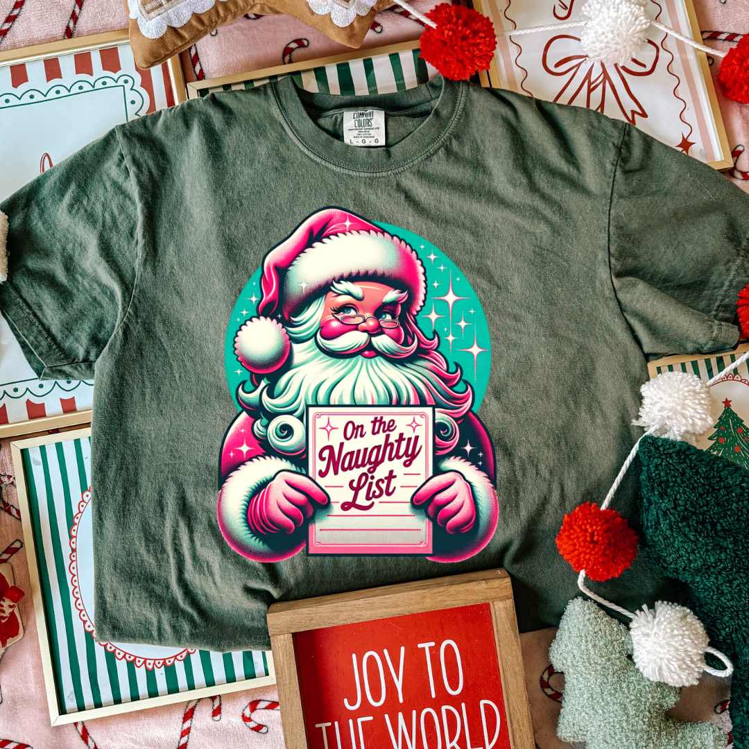 Naughty List - Neon Santa Funny Christmas Shirt